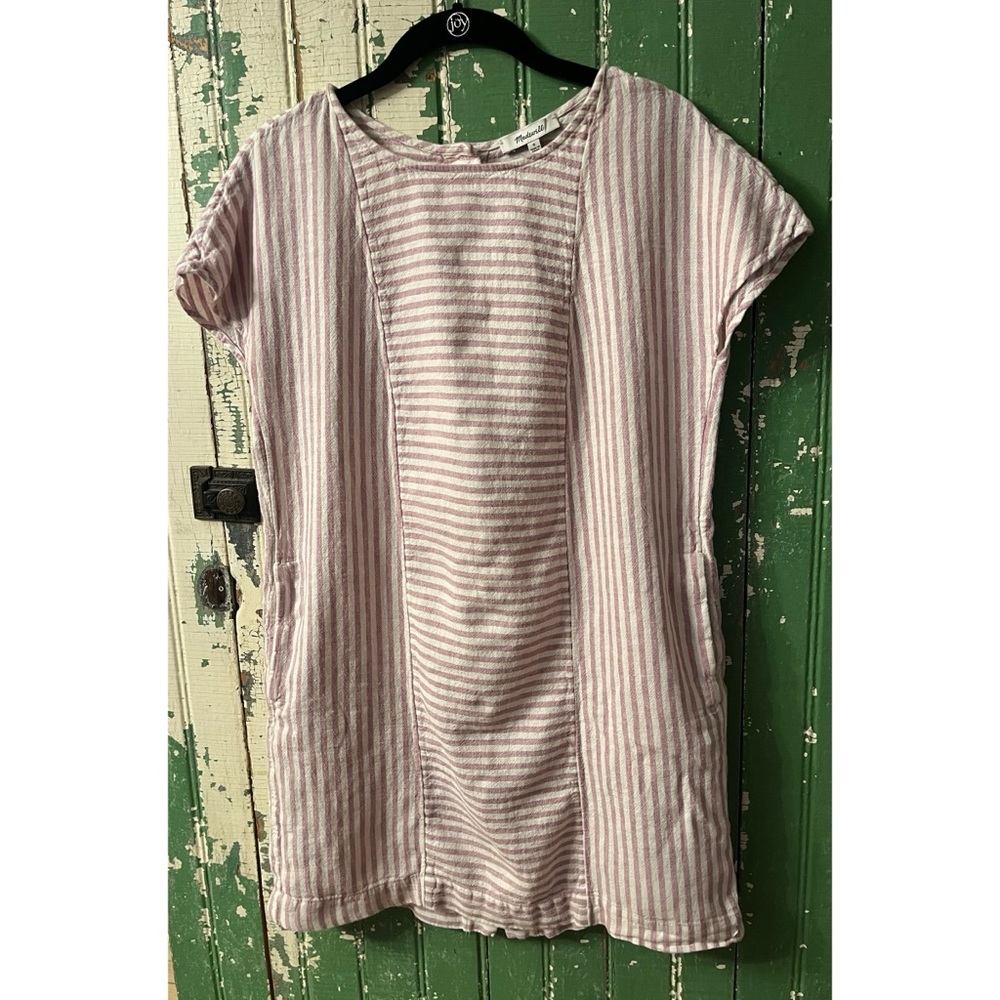 Madewell Shift Dress Stripes Linen Blend Size Small